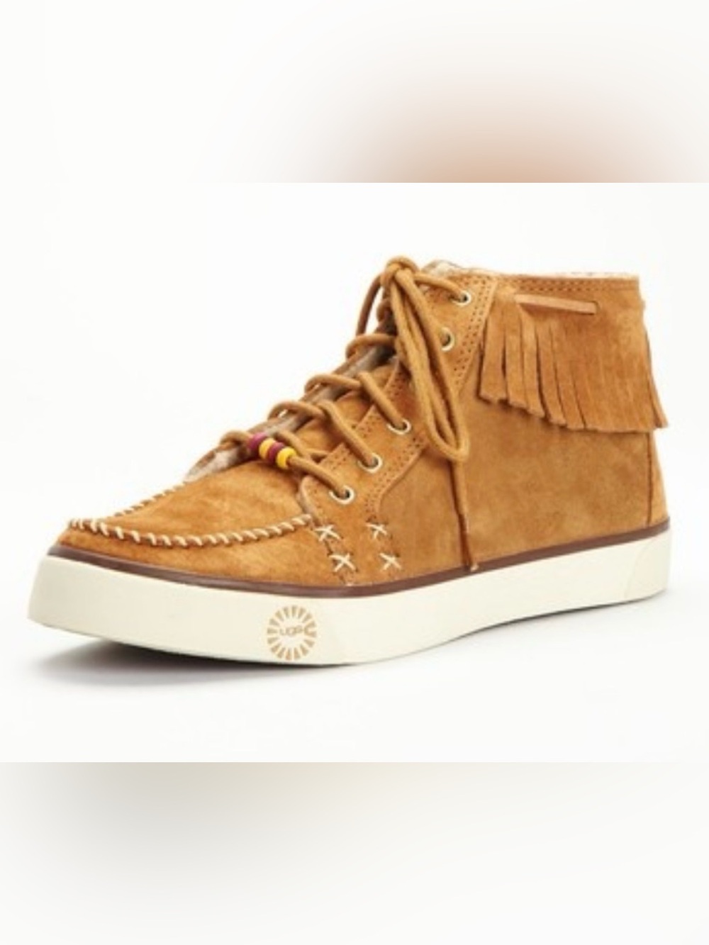 UGG Ariani Suede Cozy Fringe Moccasin Sneaker with Shearling Lining.